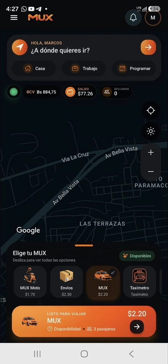 MUX Clientes en modo oscuro